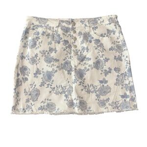 Blue Floral Denim Skirt